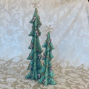 Fitz and Floyd Green Holiday Tree Duo